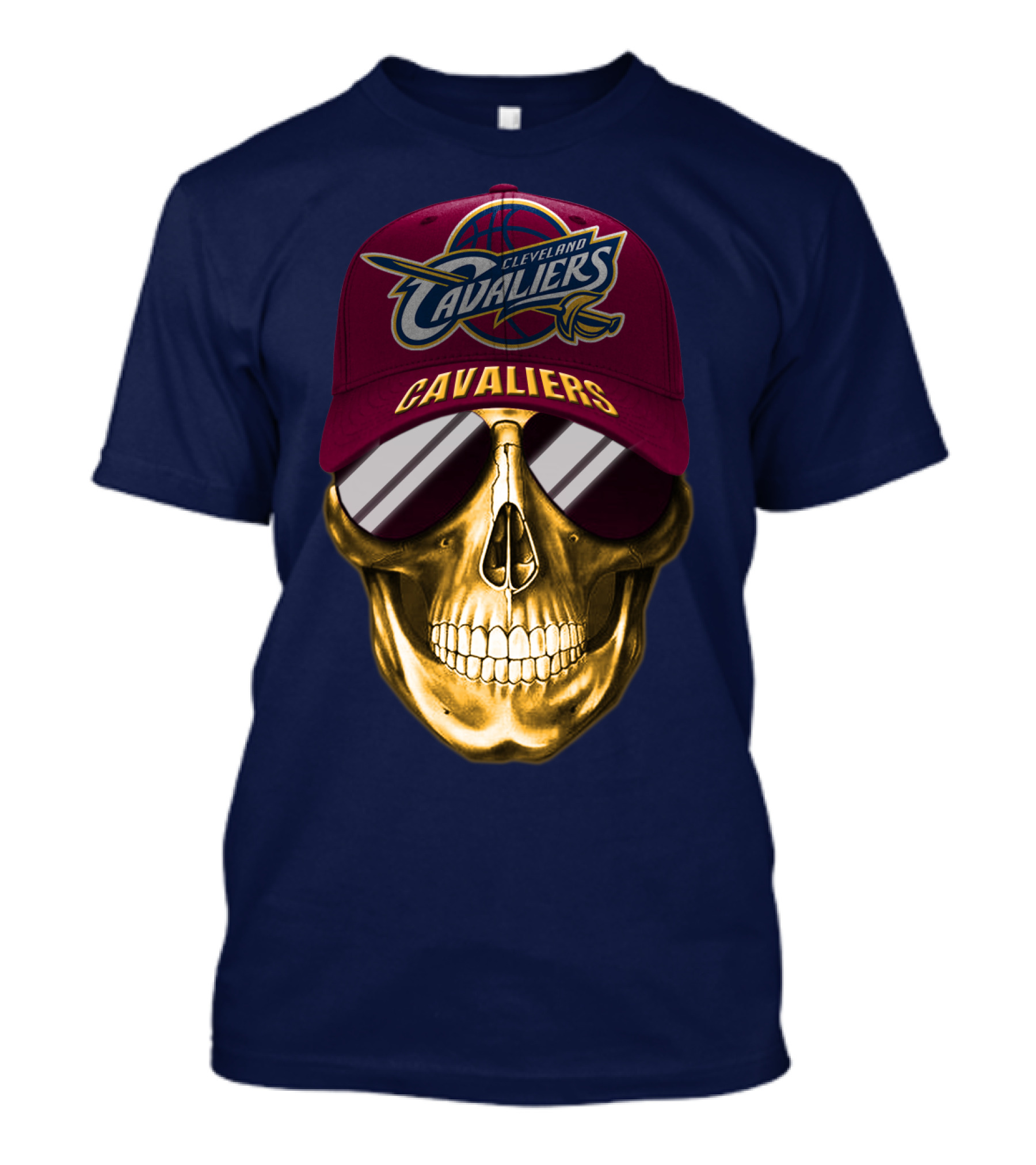 Cleveland Cavaliers Skull Hat Nba Basketball Fan Gear T-Shirt