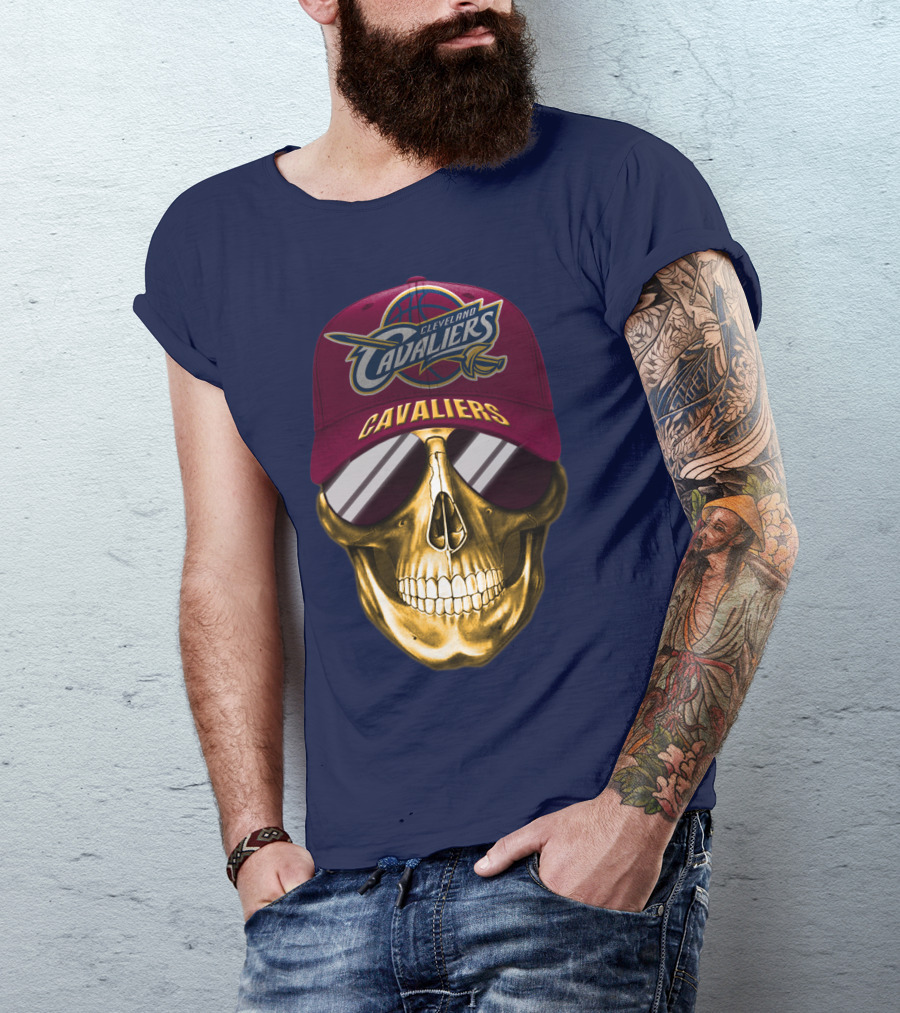 Cleveland Cavaliers Skull Hat Nba Basketball Fan Gear T-Shirt