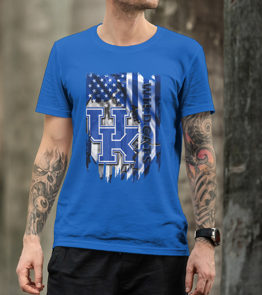 Kentucky Wildcats American Flag Tribute Uk T-Shirt
