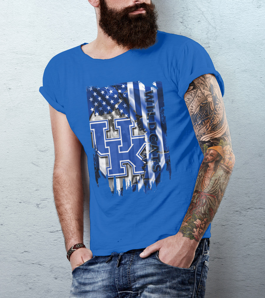 Kentucky Wildcats American Flag Tribute Uk T-Shirt