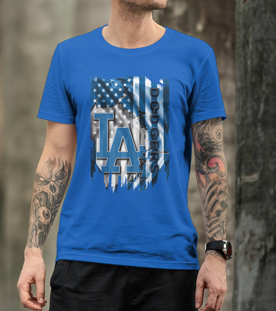 La Dodgers American Flag Blue T-Shirt