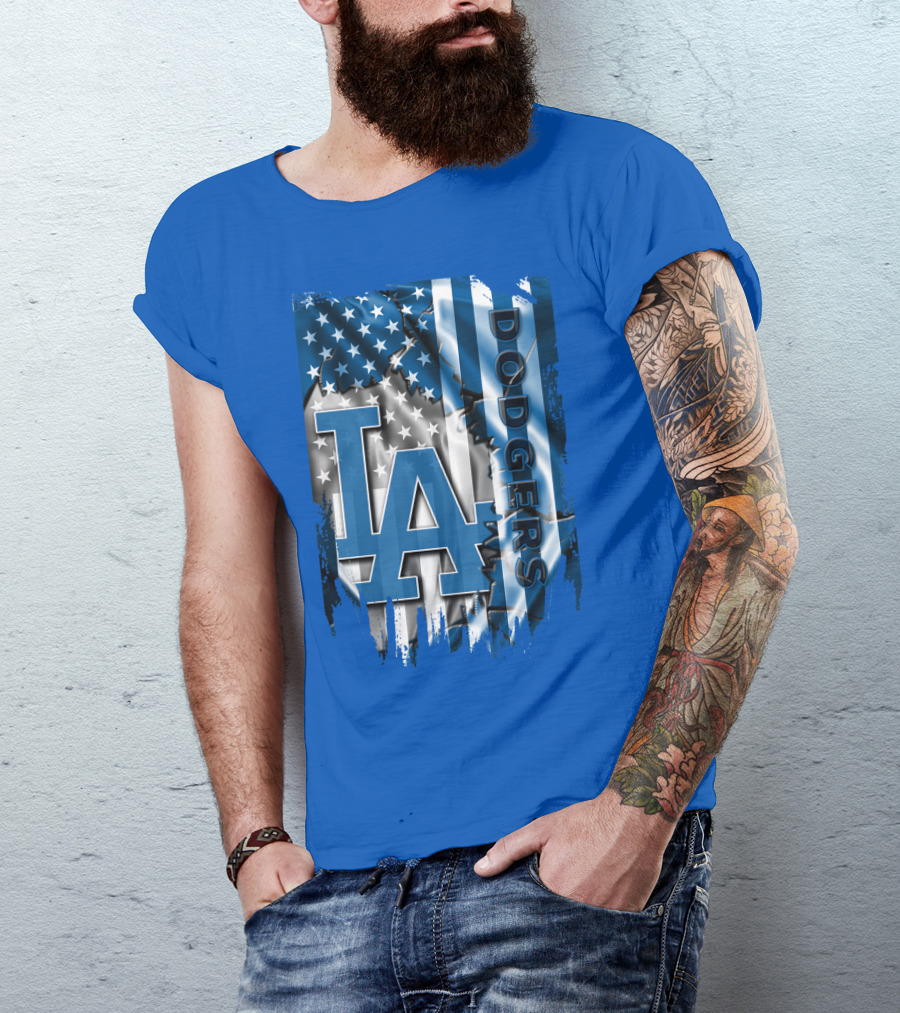 La Dodgers American Flag Blue T-Shirt