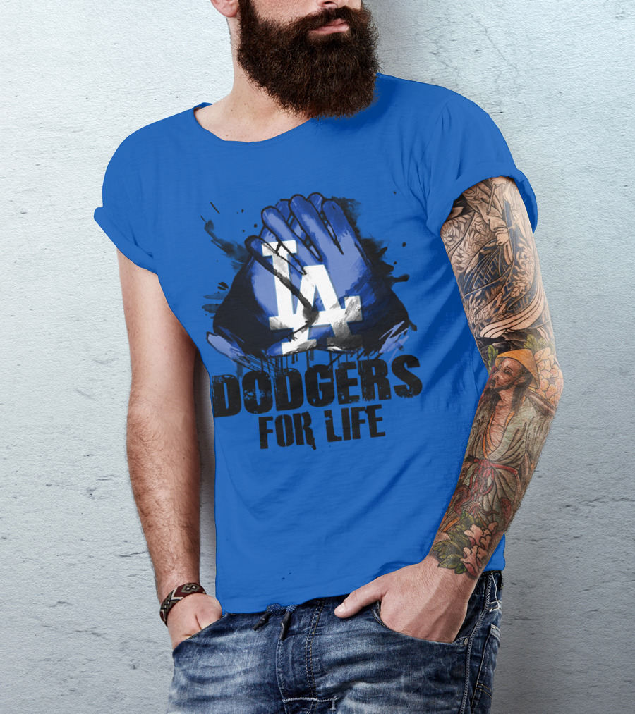 La Dodgers For Life Blue Graphic Featuring Iconic Logo With Hands T-Shirt