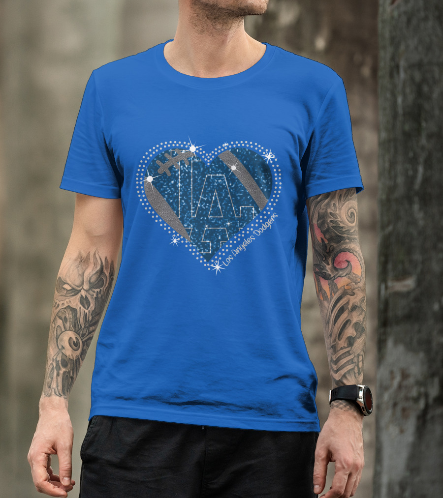 Los Angeles Dodgers Heart Sparkle La Football Stars T-Shirt