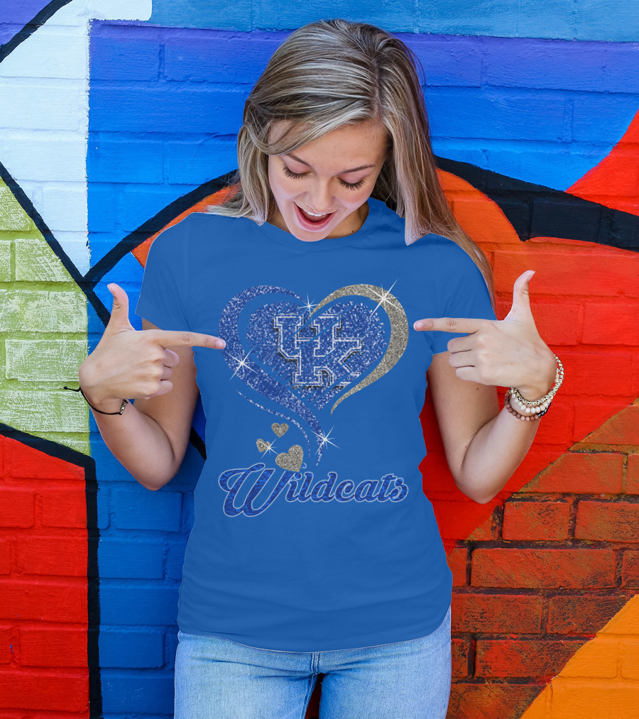 Uk Wildcats Heart Shaped Glitter T-Shirt