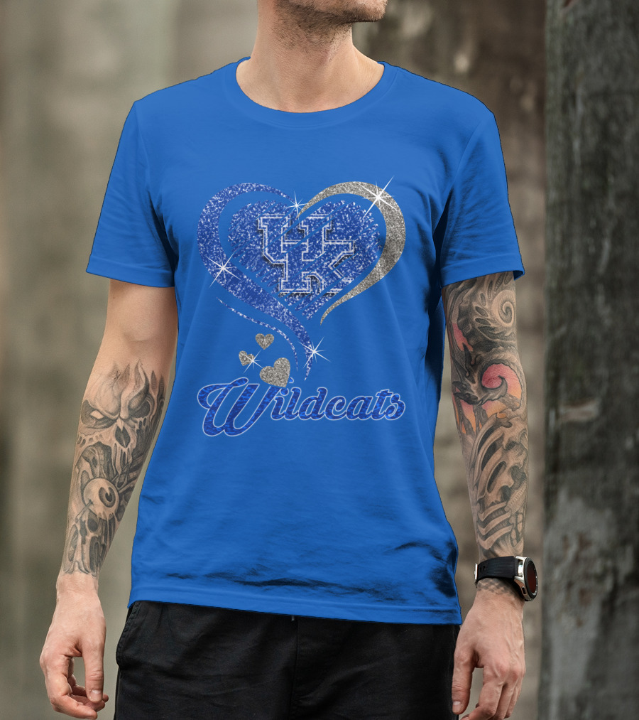 Uk Wildcats Heart Shaped Glitter T-Shirt