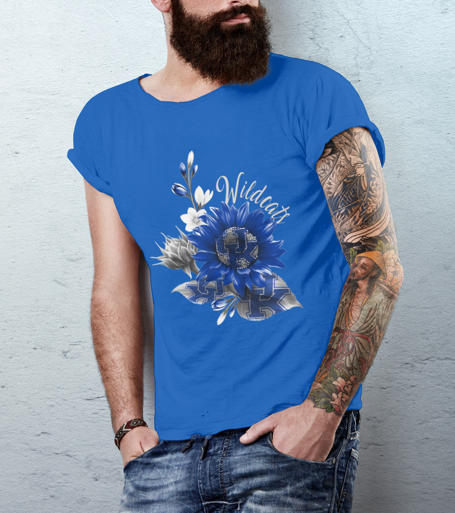 Wildcats Kentucky Blue Flowers K T-Shirt