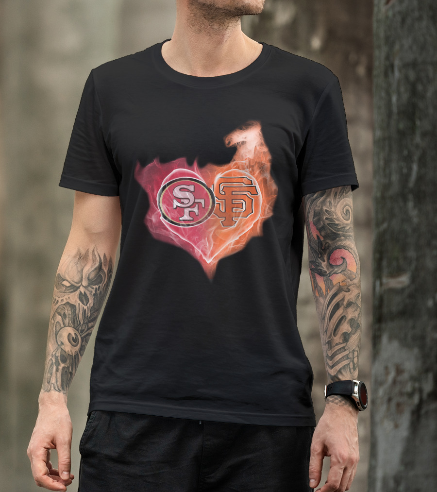 San Francisco 49ers Giants Heart Flame Combo T-Shirt