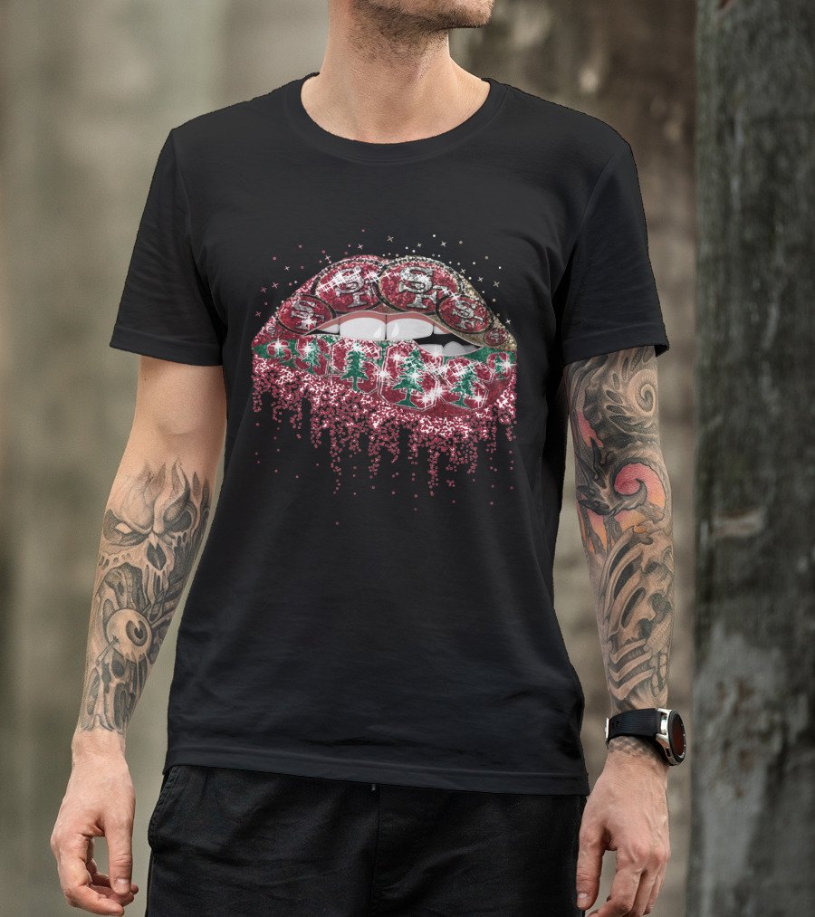Lip Christmas Tree Santa Glam Lips 49ers T-Shirt