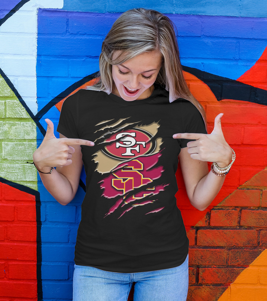 San Francisco 49ers USC Trojans Chest Rip T-Shirt