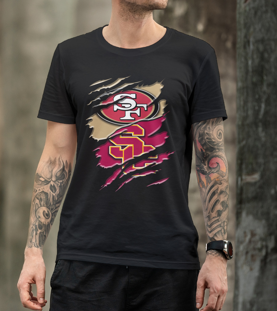 San Francisco 49ers USC Trojans Chest Rip T-Shirt
