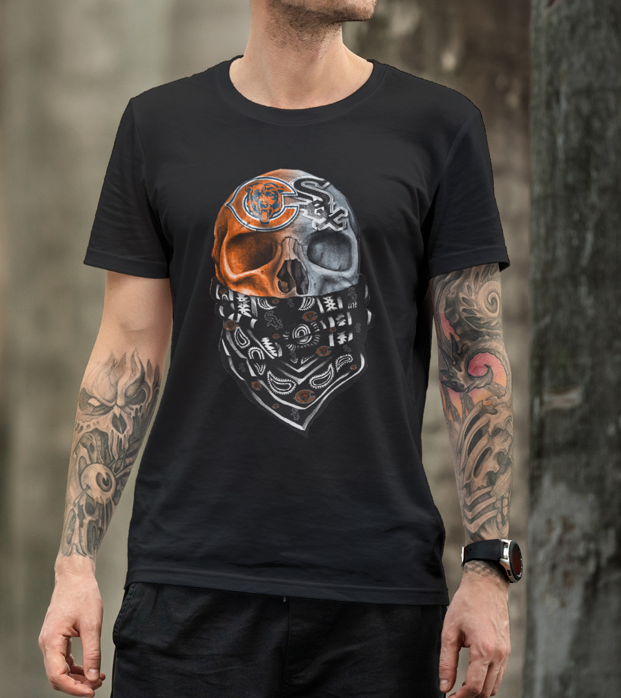 Chicago Bears Chicago White Sox Skull Bandana T-Shirt
