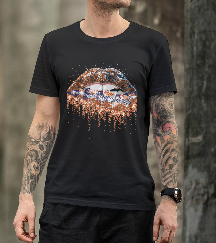 Illinois Fighting Illini Lips Glitter T-Shirt