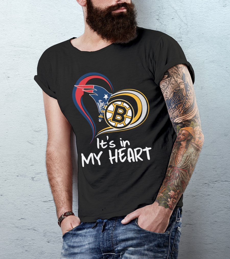 It's In My Heart Patriots Bruins T-Shirt
