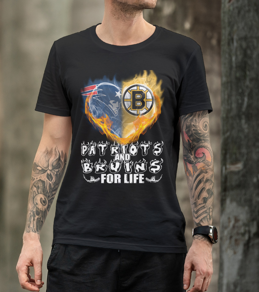 Patriots And Bruins For Life Nfl Nhl Sports Fan T-Shirt