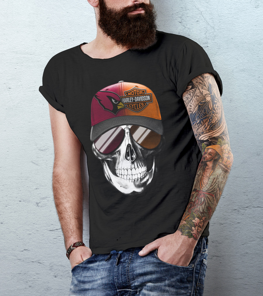Harley Davidson Arizona Cardinals Skull T-Shirt