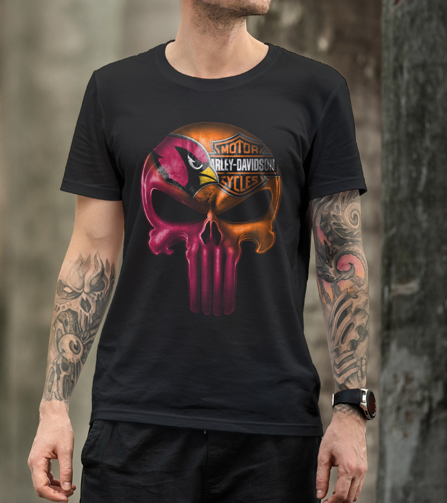 Arizona Cardinals Harley Davidson Skull T-Shirt