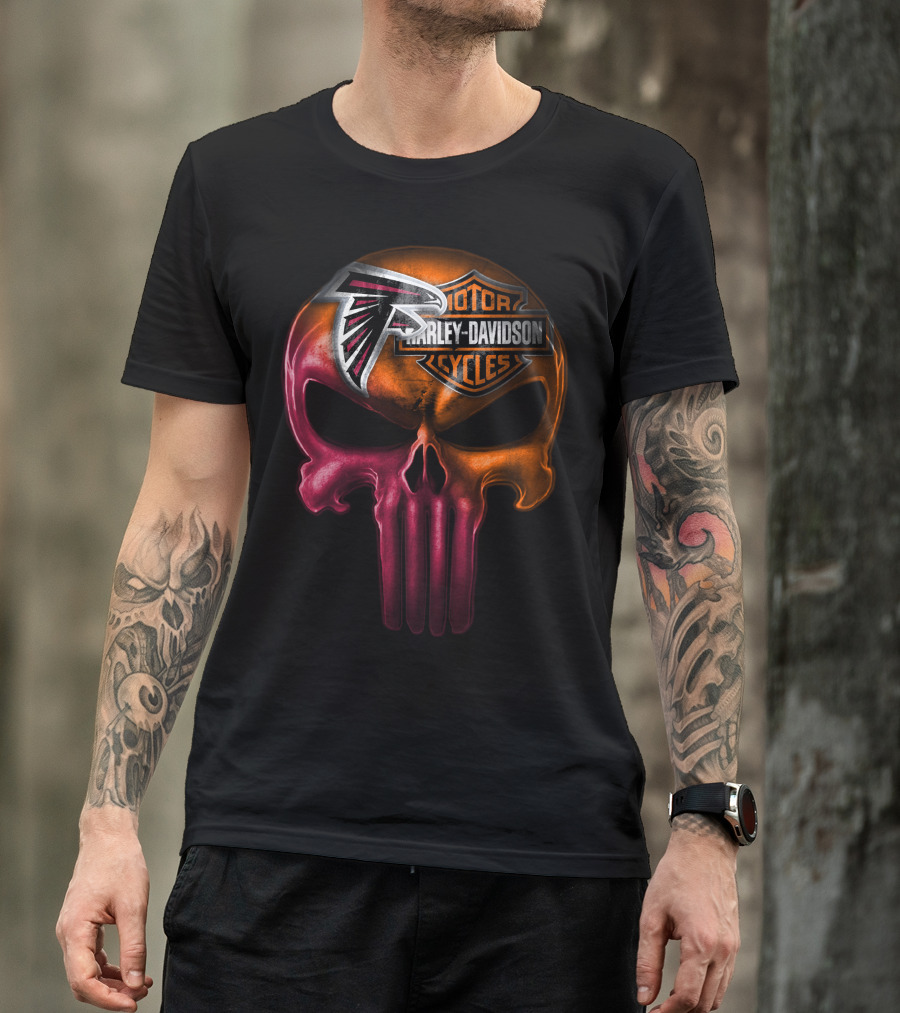 Atlanta Falcons Harley Davidson Punisher Skull T-Shirt