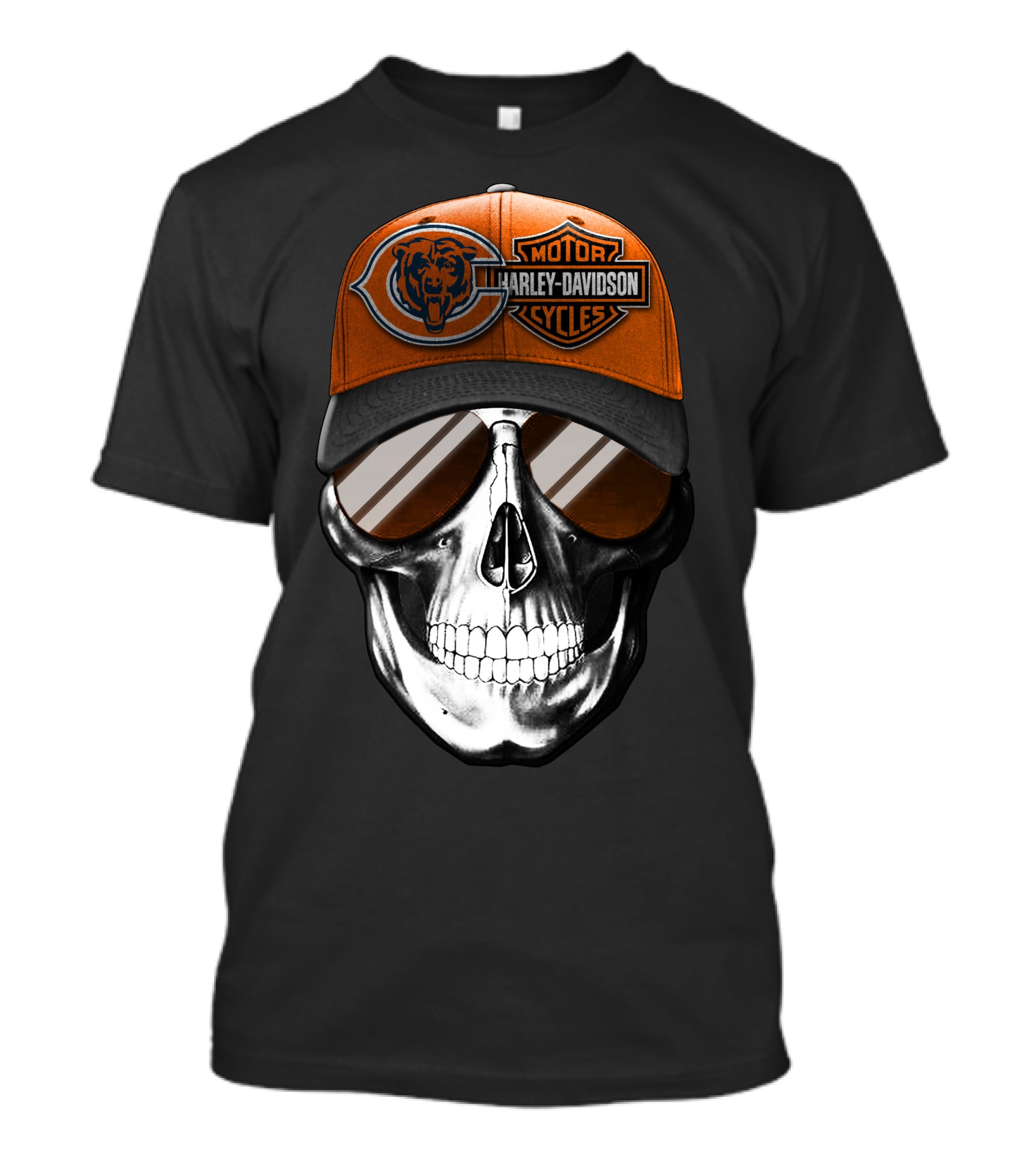 Chicago Bears Harley Davidson Skull Cap T-Shirt