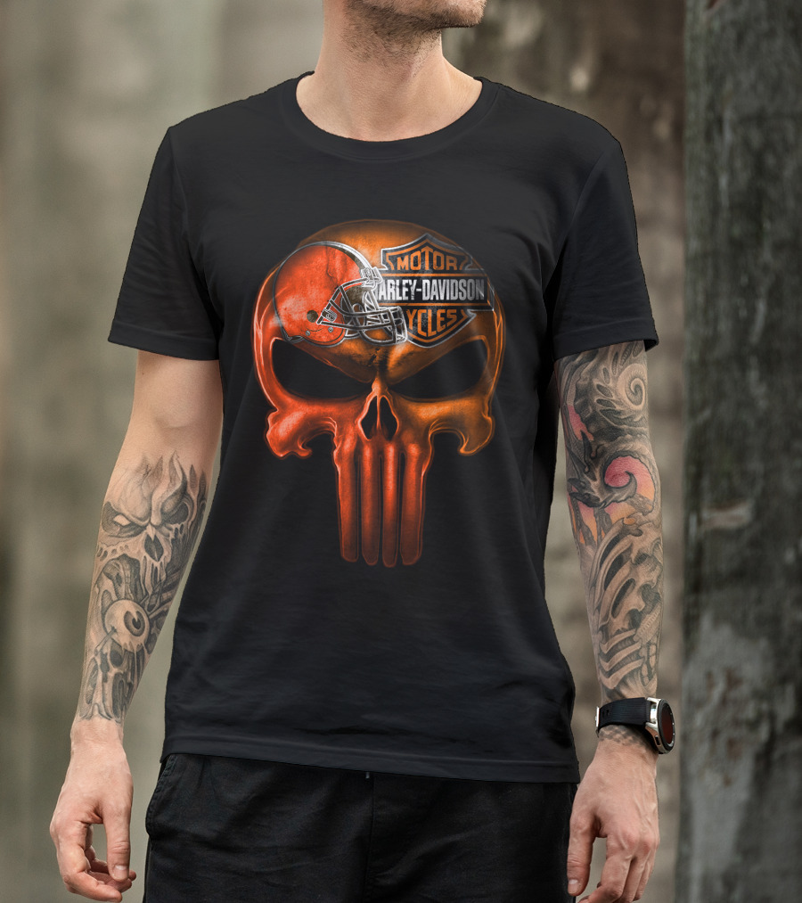 Harley Davidson Skull With Football Helmet T-Shirt