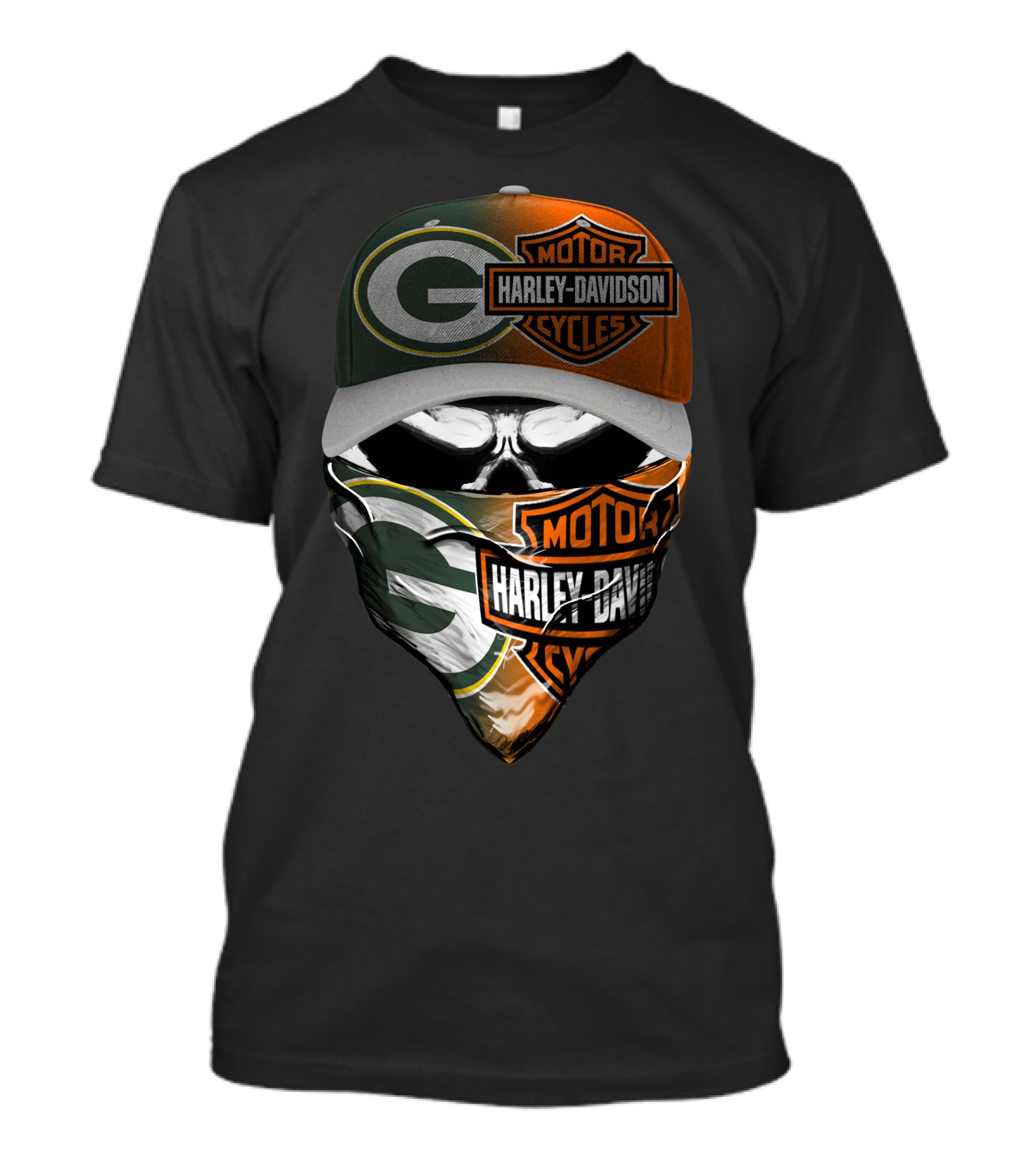 Green Bay Packers Harley Davidson Motorcycles Fan Mask T-Shirt