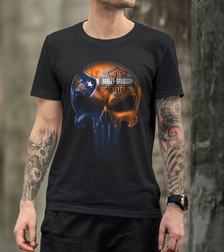 Houston Texans Harley Davidson Skull T-Shirt