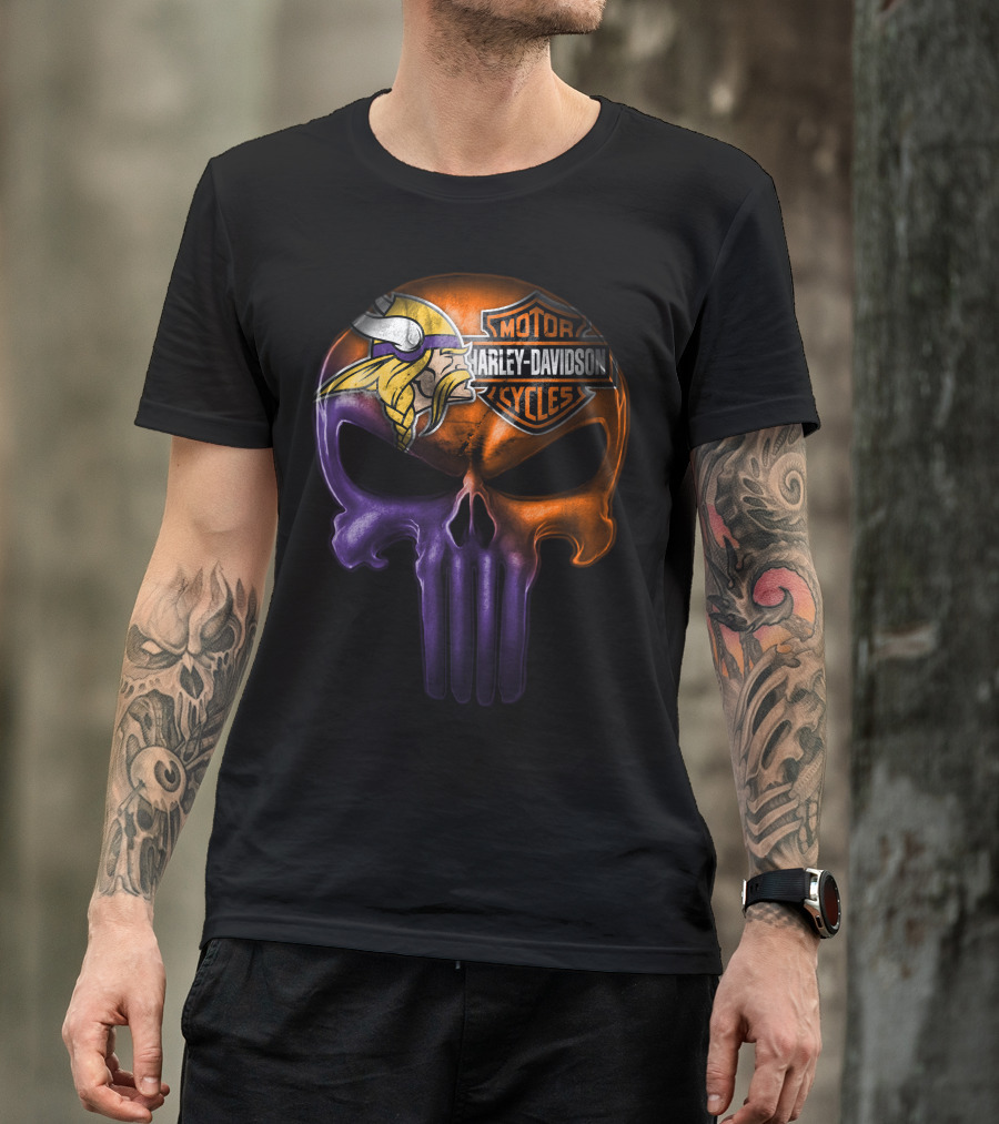 Vikings Skull Harley Davidson Punisher Crossover 20Hl T-Shirt