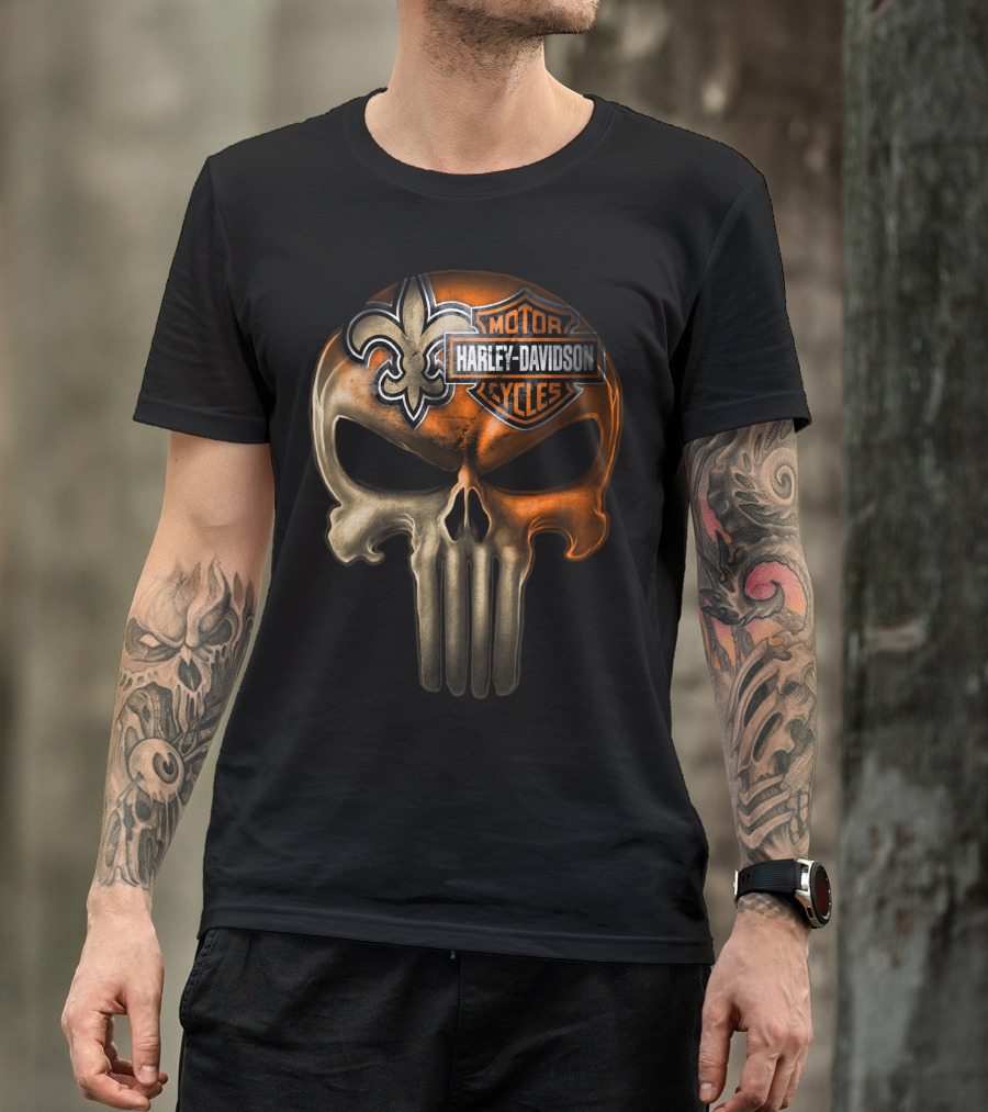 Harley Davidson Motorcycles Skull With Fleur-De-Lis T-Shirt
