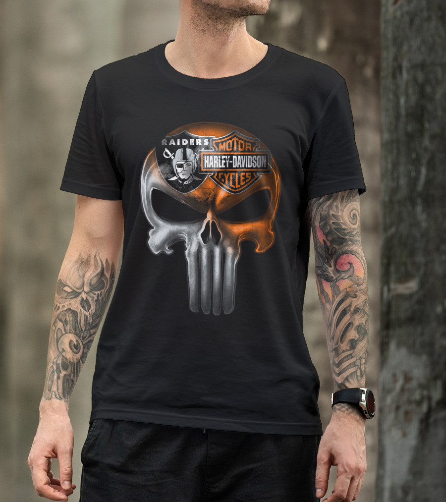 Raiders Harley Davidson Punisher Skull T-Shirt