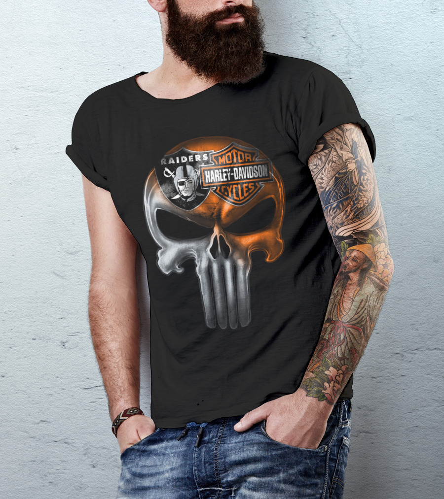 Raiders Harley Davidson Punisher Skull T-Shirt