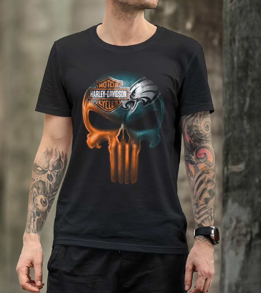 Harley Davidson Motor Cycles Eagles Skull T-Shirt