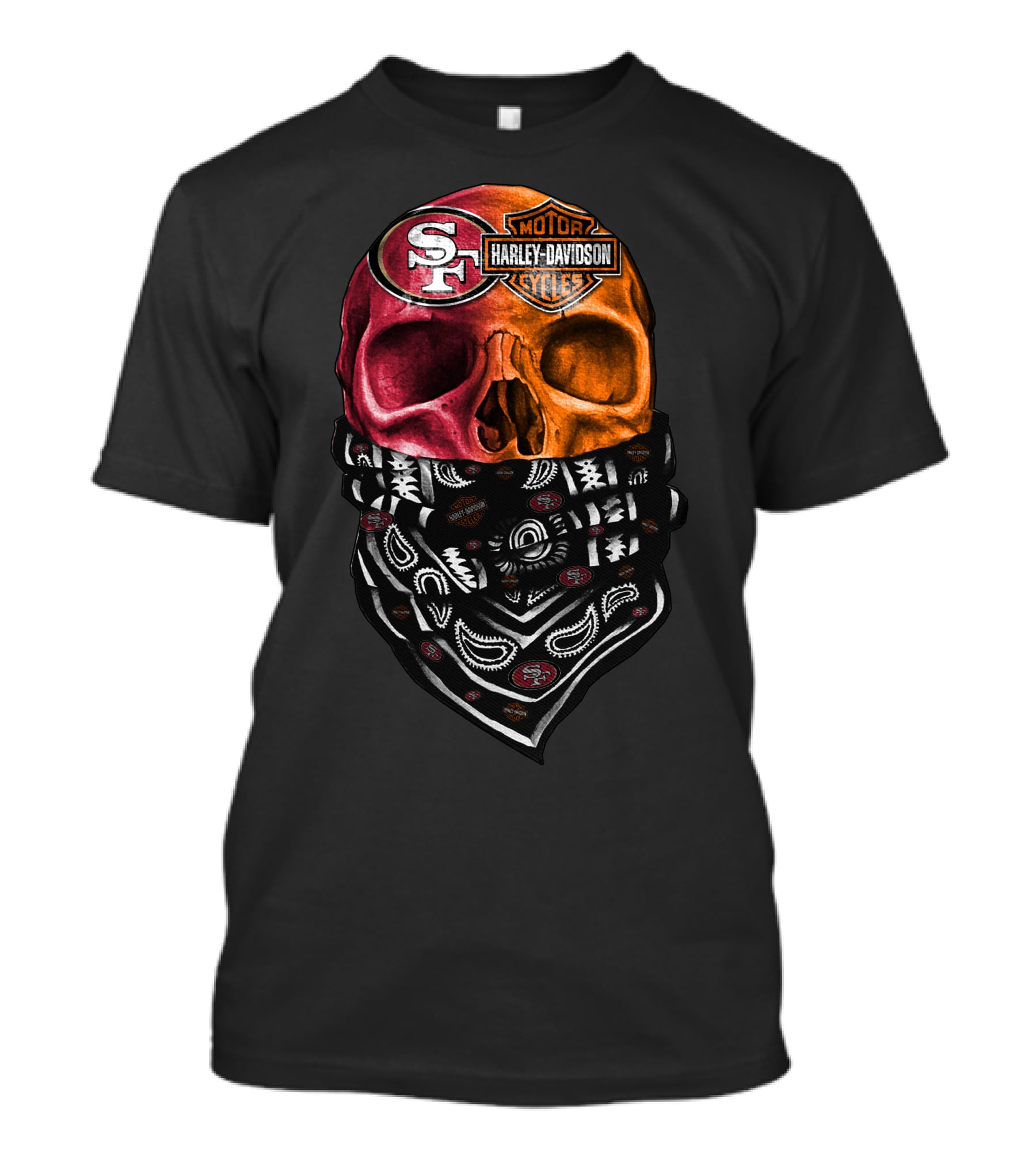 Harley Davidson San Francisco 49ers Skull Bandana T-Shirt
