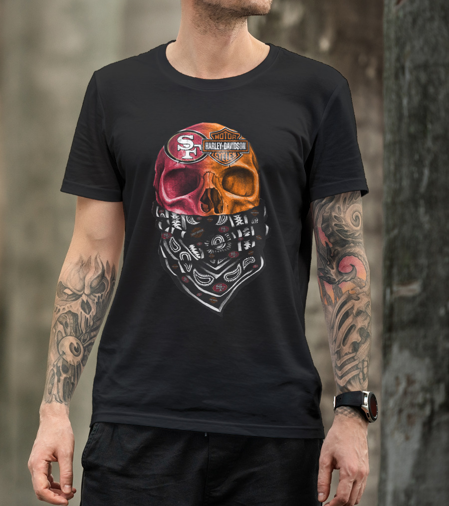 Harley Davidson San Francisco 49ers Skull Bandana T-Shirt
