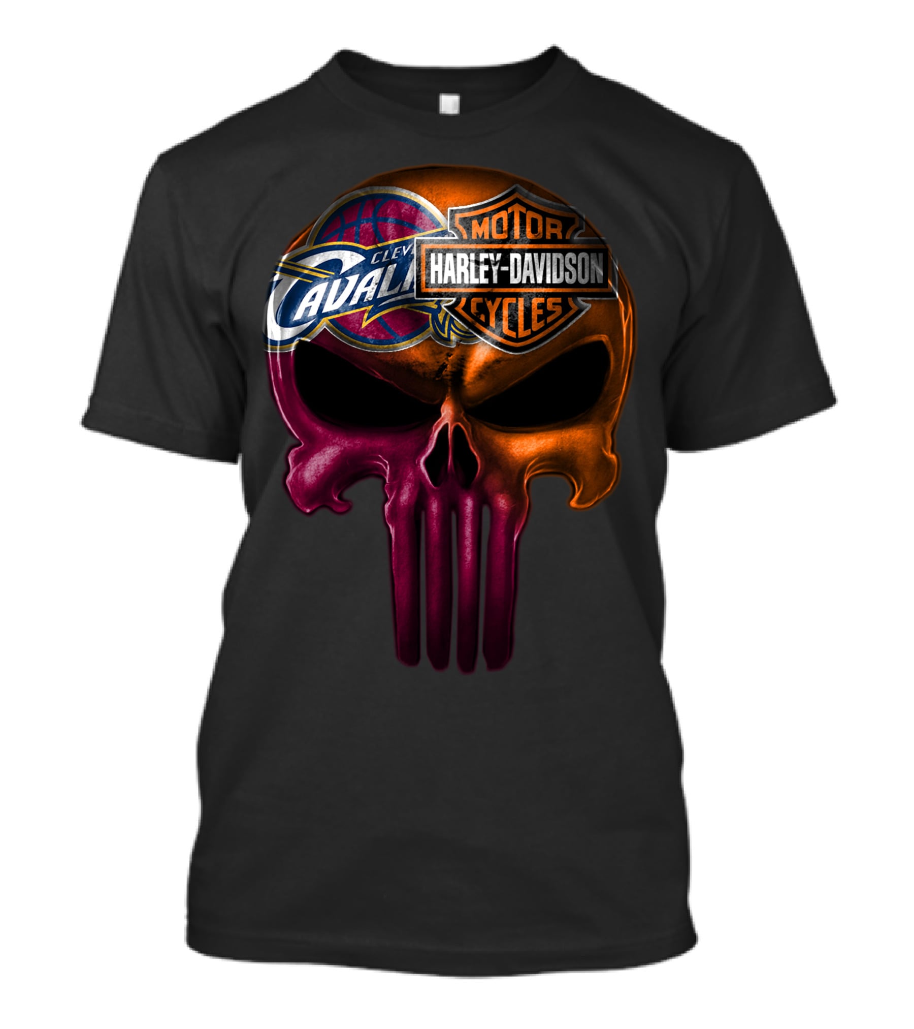 Cleveland Cavaliers Harley Davidson Skull T-Shirt