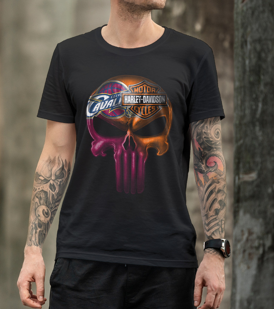 Cleveland Cavaliers Harley Davidson Skull T-Shirt