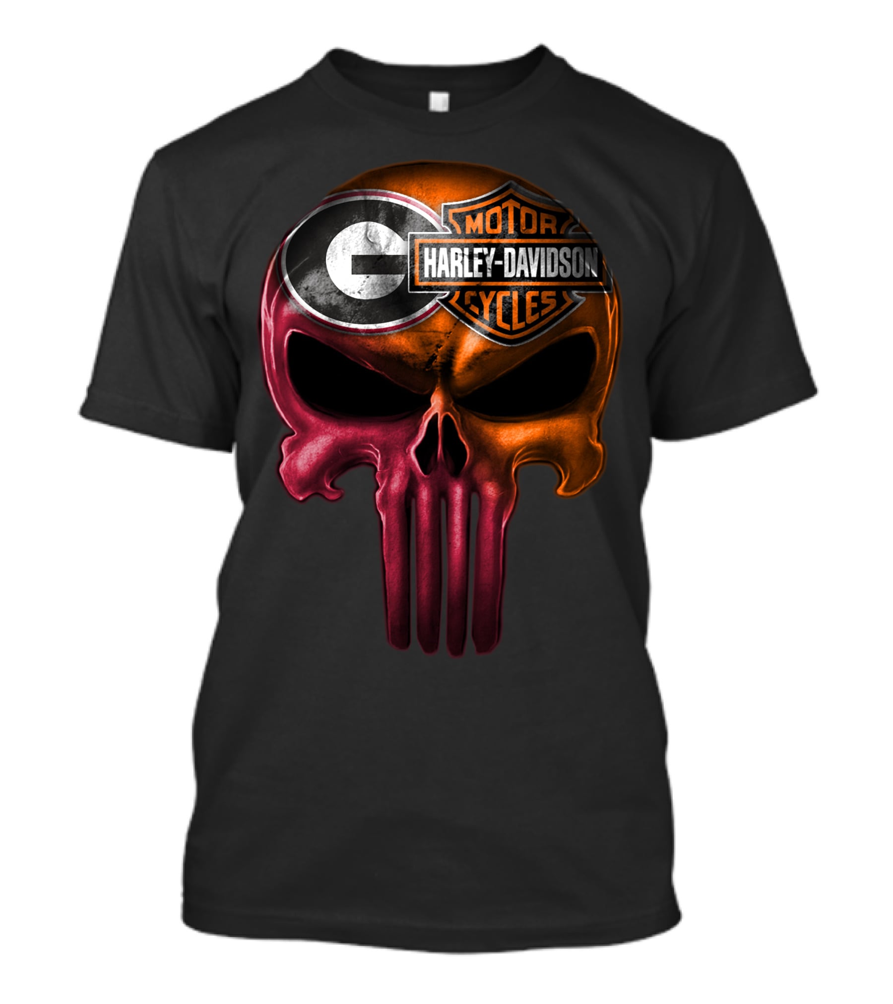 Georgia Bulldogs Harley Davidson Skull T-Shirt