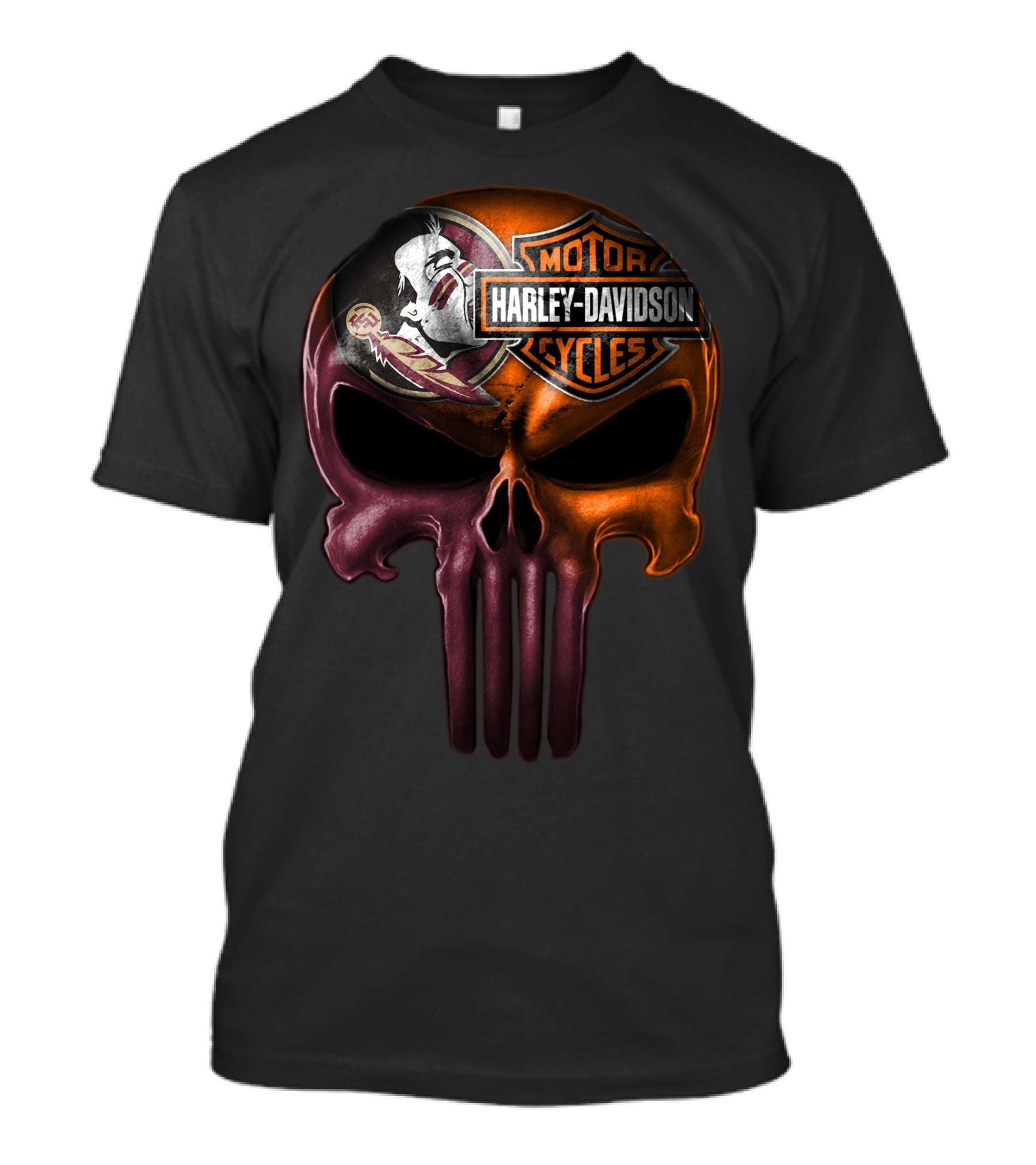 Harley Davidson And Seminoles Skull Fusion T-Shirt