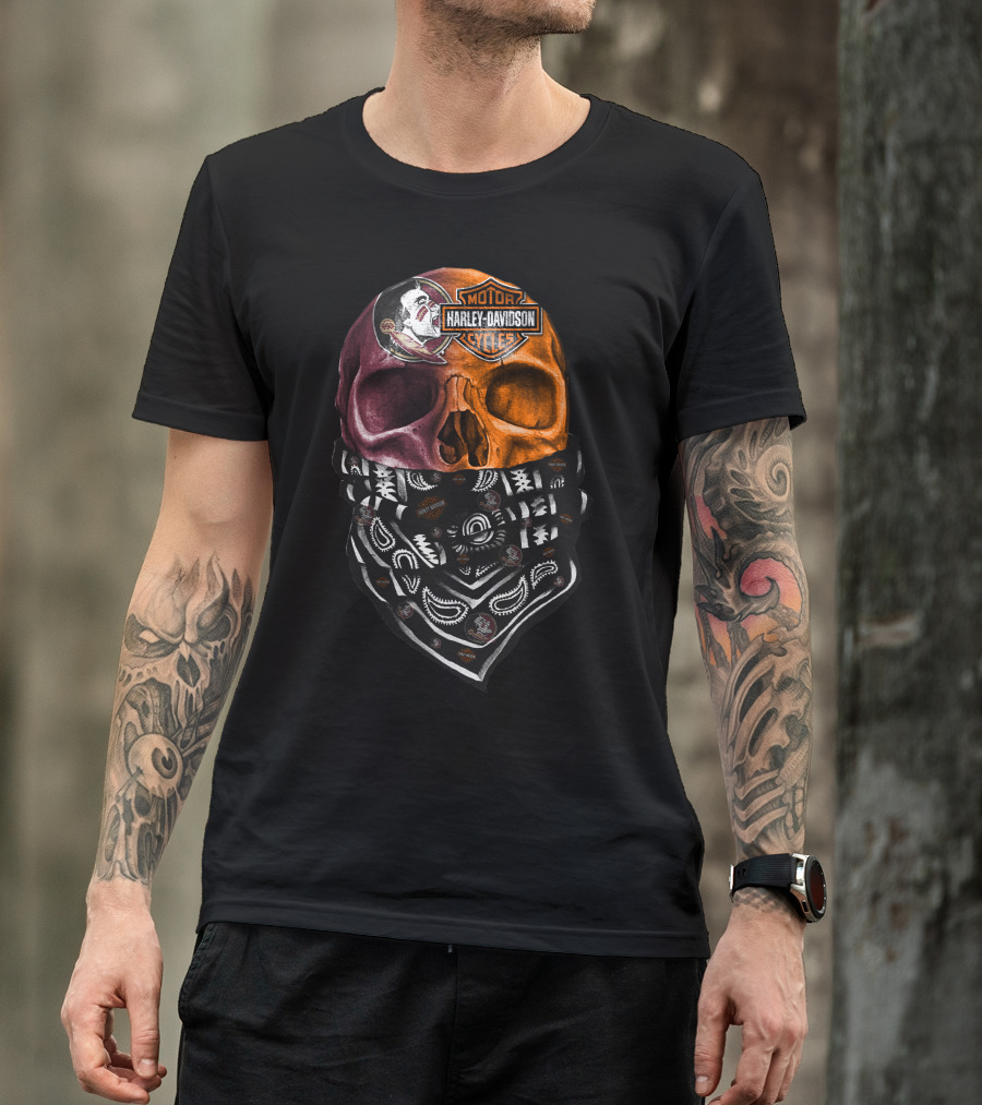 Harley Davidson Florida Seminoles Skull Bandana T-Shirt
