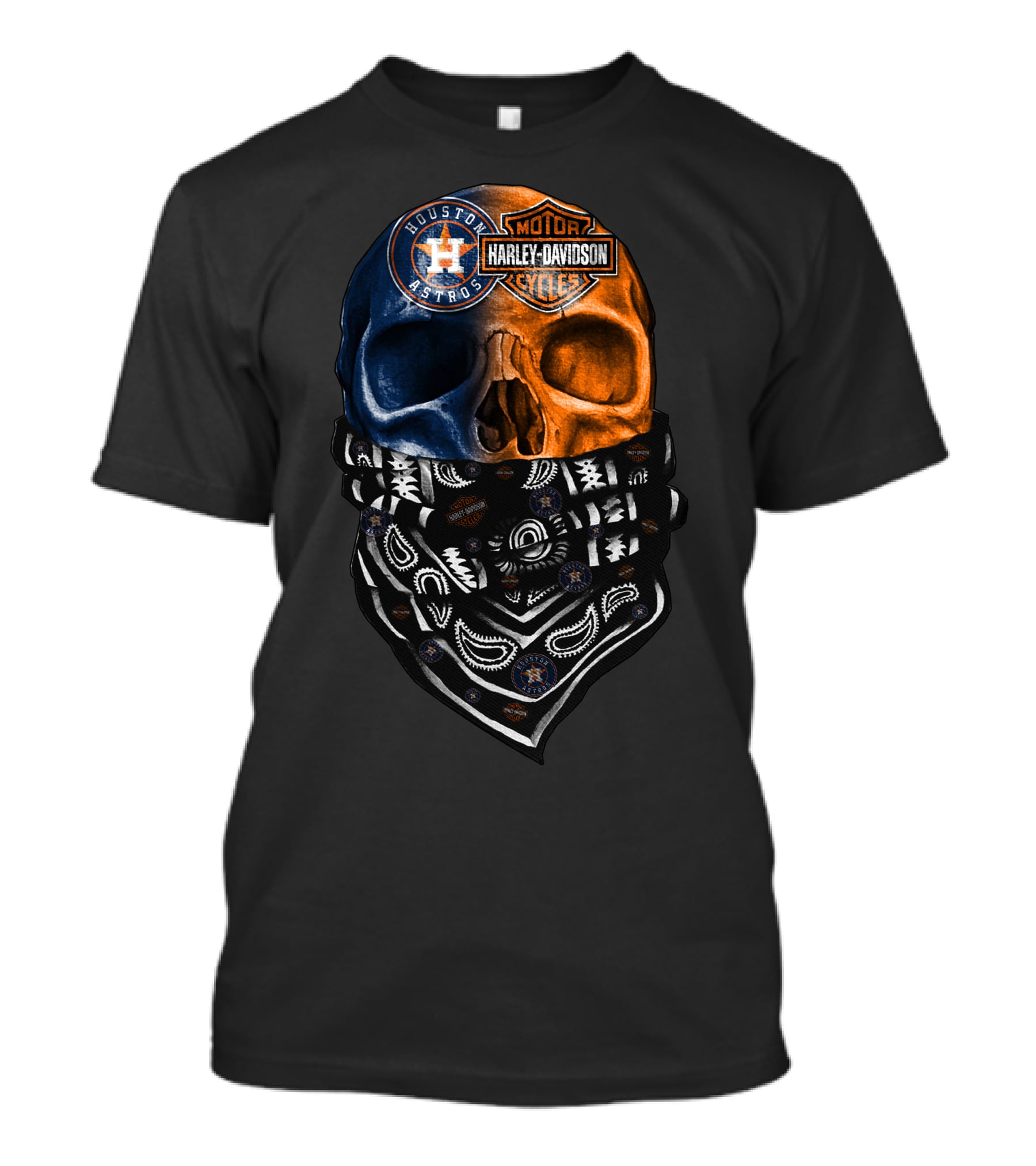 Houston Astros Harley Davidson Skull Bandana T-Shirt