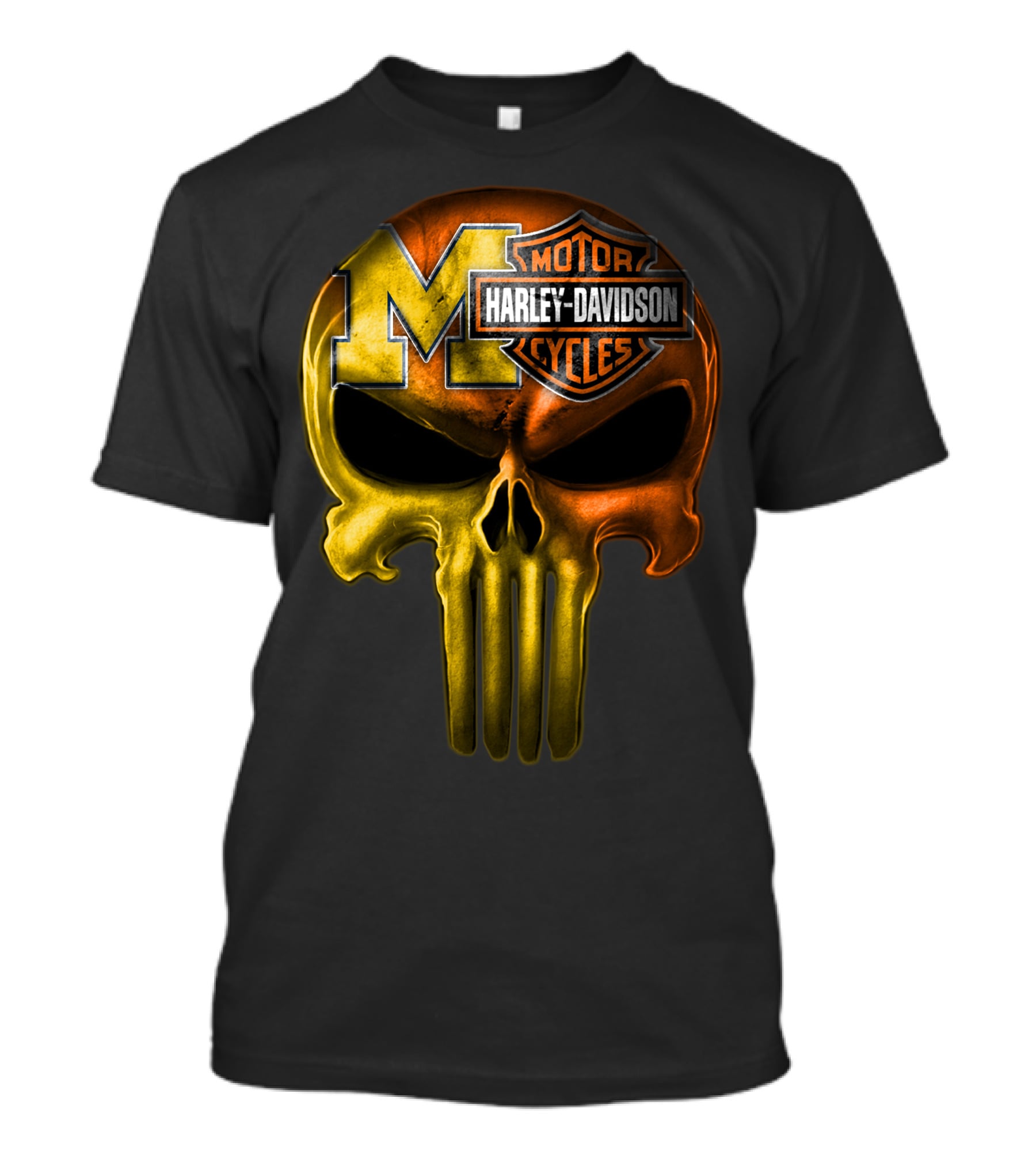 Michigan Wolverines Punisher Harley Davidson Motorcycles T-Shirt