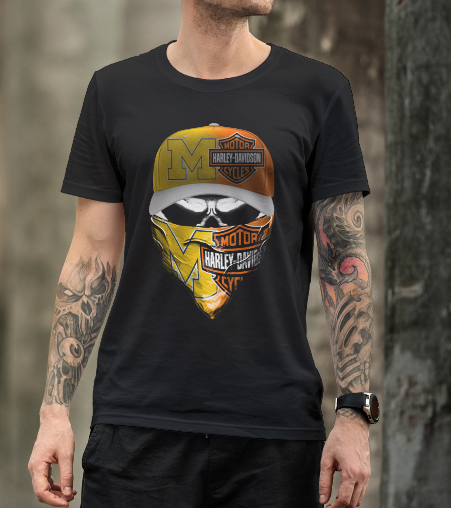 Harley Davidson Motor Cycles M Hat Bandana Dark Skull T-Shirt