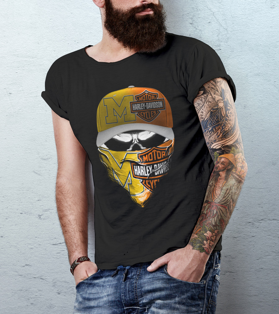 Harley Davidson Motor Cycles M Hat Bandana Dark Skull T-Shirt