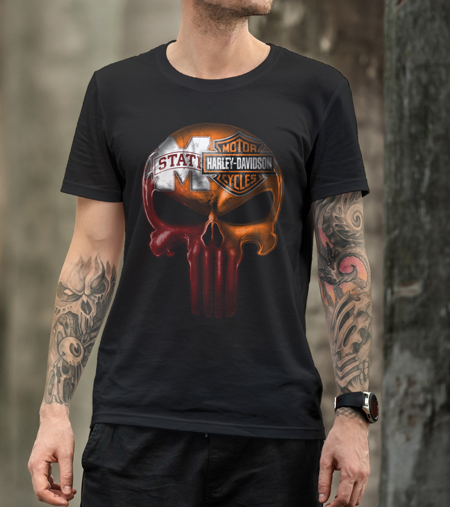 Mississippi State Harley Davidson Punisher T-Shirt