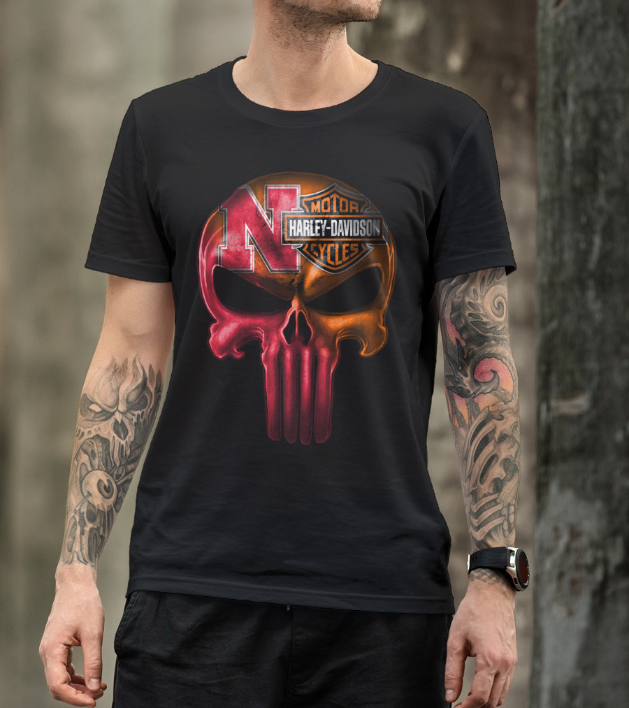 Nebraska Harley Davidson Punisher Skull T-Shirt