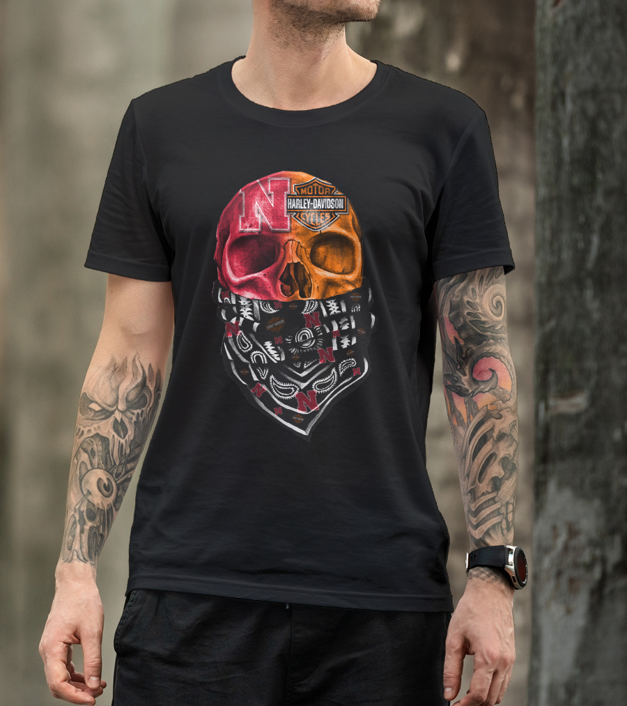N Harley Davidson Motorcycles Skull Bandana Style T-Shirt