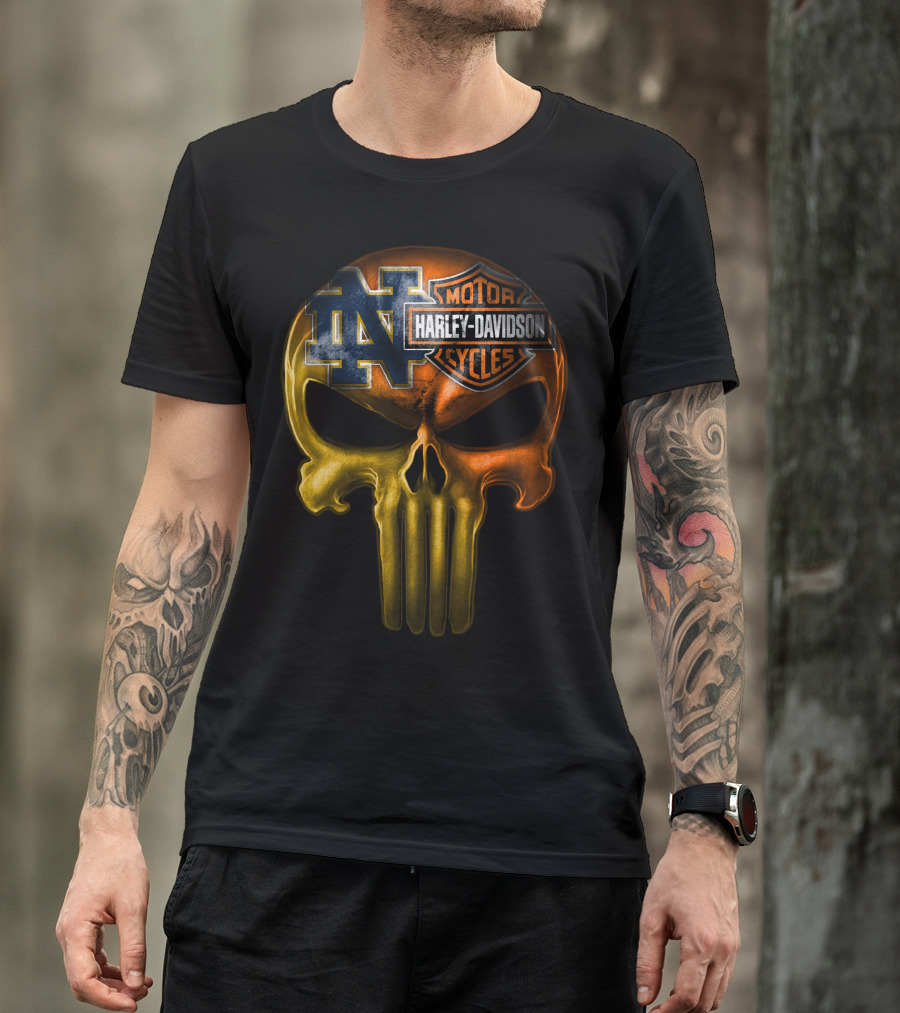 Notre Dame Harley Davidson Punisher Skull T-Shirt