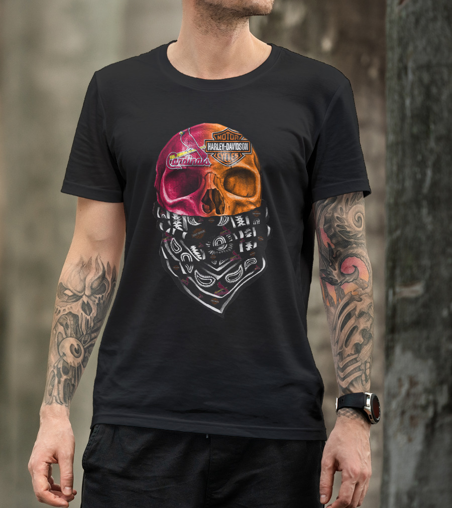 Cardinals Harley Davidson Skull Bandana T-Shirt