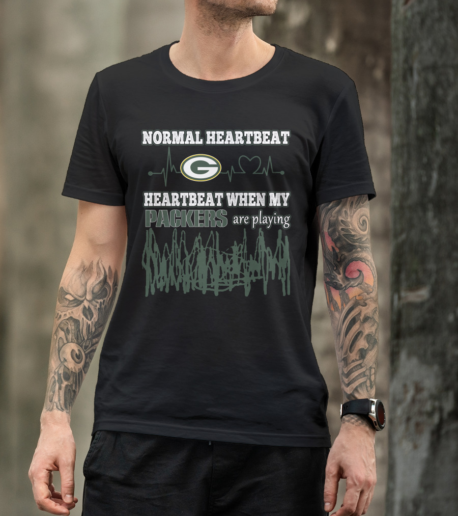 Normal Heartbeat Heartbeat When My Packers Are Playing Green Bay Packers T-Shirt