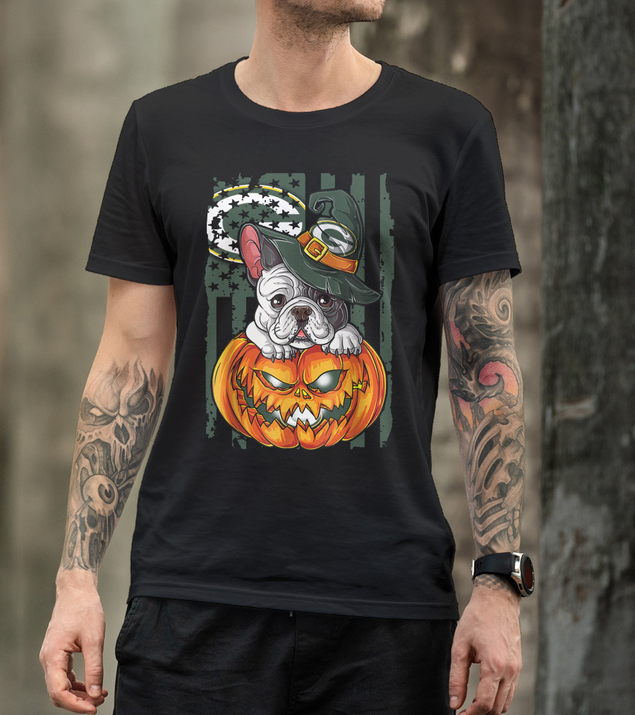 Hlw Bulldog Green Bay Packers Halloween Pumpkin Wizard Hat T-Shirt