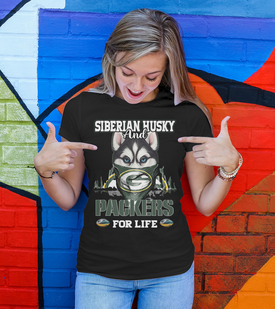 Siberian Husky And Packers For Life T-Shirt